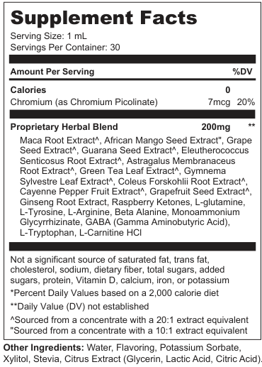Supplement Facts for Twilight Essence