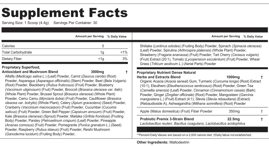 Supplement Facts for Verdant Spire